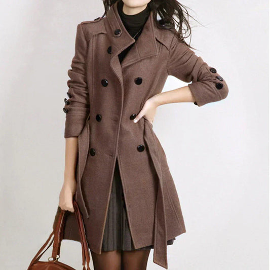 Manteau Femme Élégant avec Ceinture et Manches Longues pour Automne - LuxeStyle