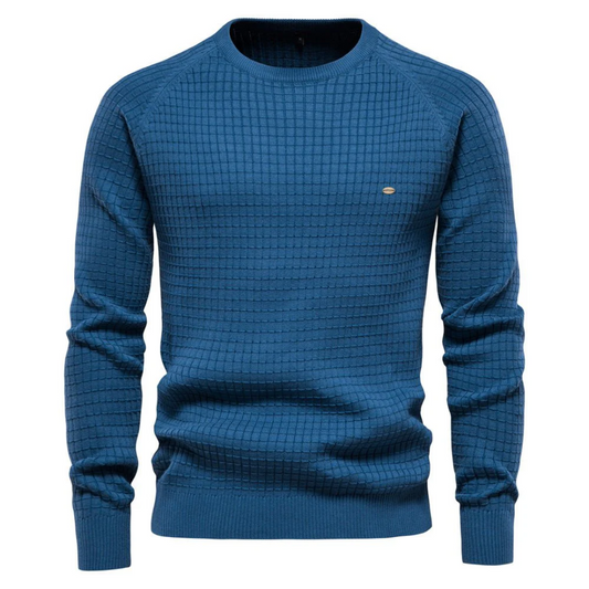 Pull Homme Marine à Col Rond Texture Élégante - LuxeStyle