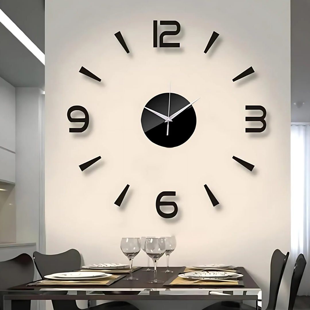 Cadran Murale Design Noir avec Chiffres Relief pour Intérieur - LuxeStyle