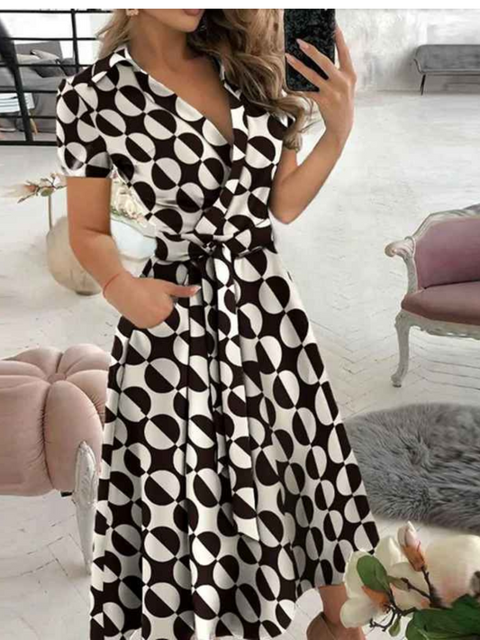 Robe Femme Élégante - Robe Imprimée Chic avec Ceinture et Coupe Fluide pour Tous les Jours - LuxeStyle