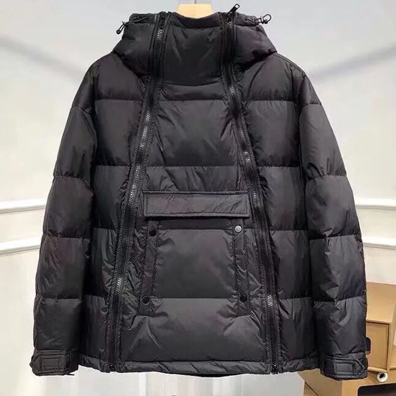 Veste Hivernale Douillette avec Fermeture Éclair et Poches pour Homme - LuxeStyle