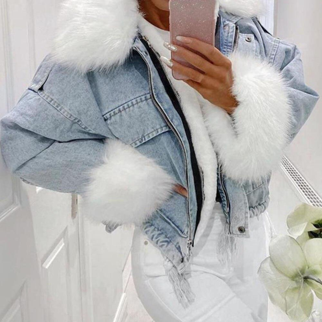 Veste Hiver Chic En Denim Féminine - luxestyle