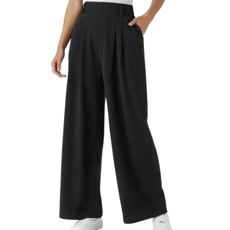 Pantalon Femme Élégant Taille Haute avec Poches Côtelées - LuxeStyle