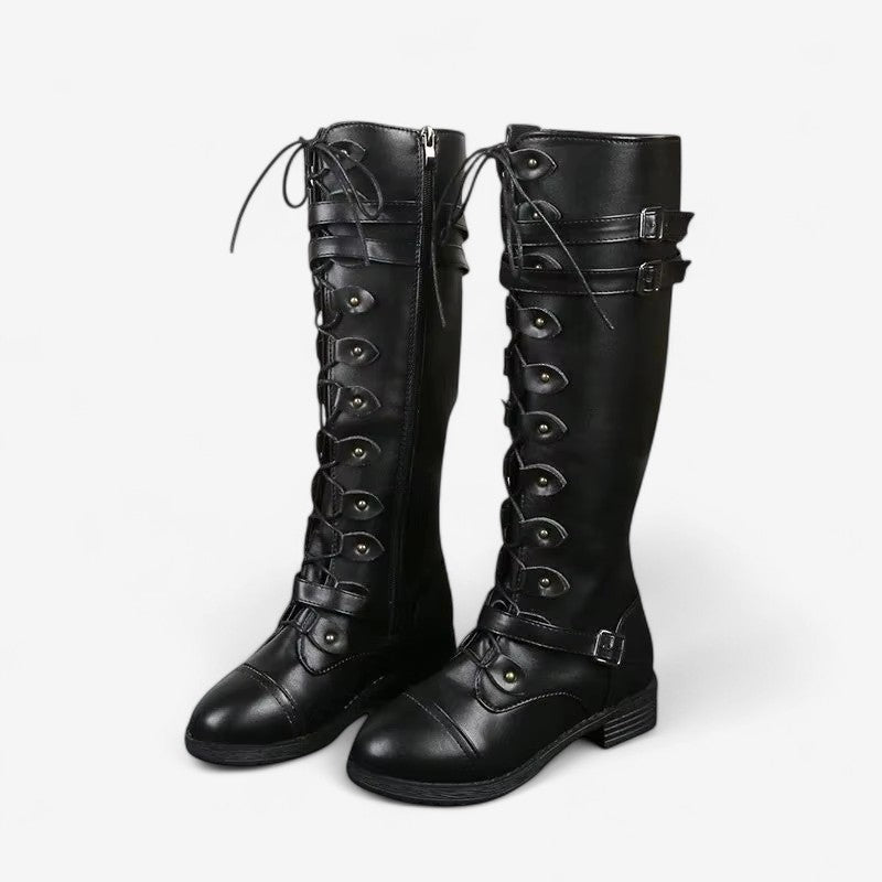 Bottes Hauttes Féminines à Lacets Élégantes