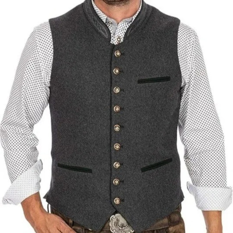 Veste classique homme avec poches et boutons en cuir - LuxeStyle