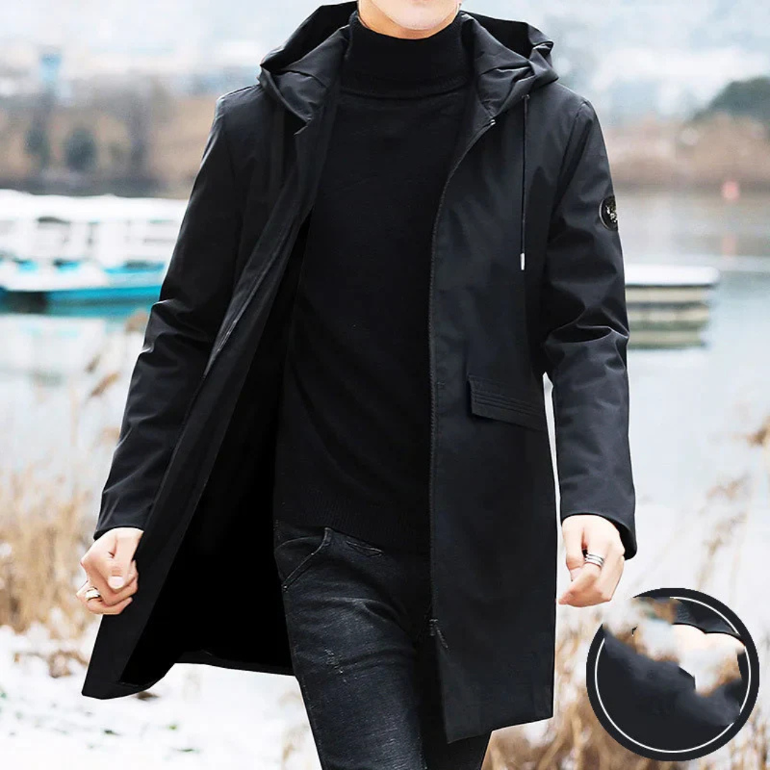 Veste Longue Homme Hiver Noir Élégant - luxestyle