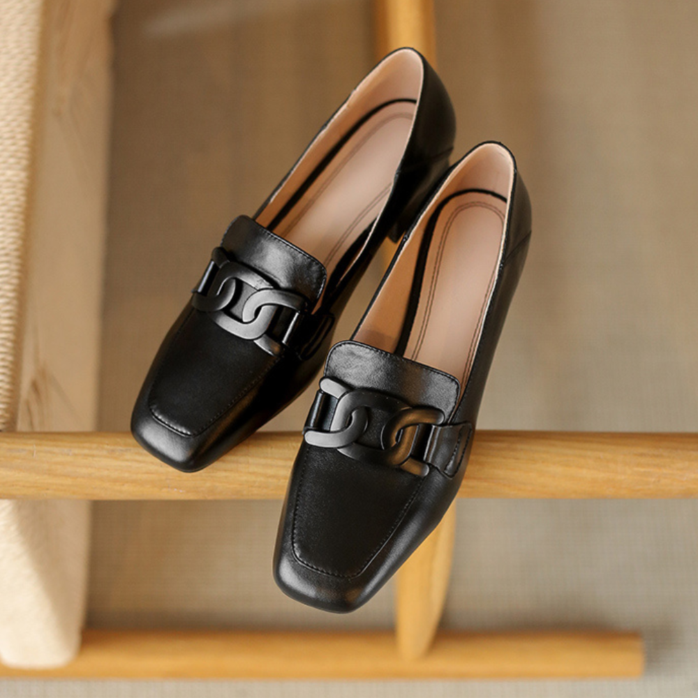 Mocassins Femmes Confortables - Chaussures en Cuir avec Talon Epais et Semelle Orthopédique