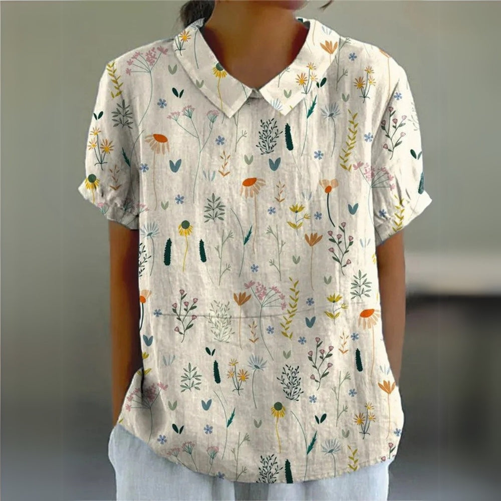 Blouse Chic Fleurs Été Courte Manche - LuxeStyle