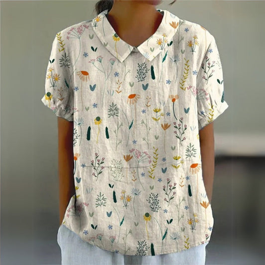 Blouse Chic Fleurs Été Courte Manche - LuxeStyle