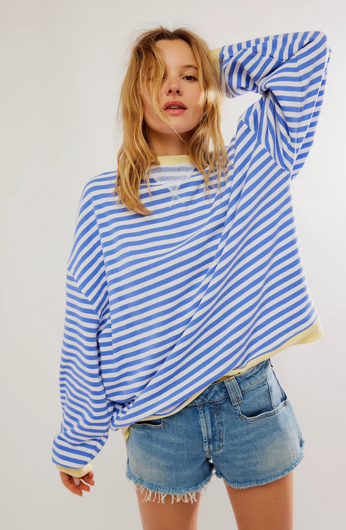 Sweat à rayures marine et blanche femme - LuxeStyle
