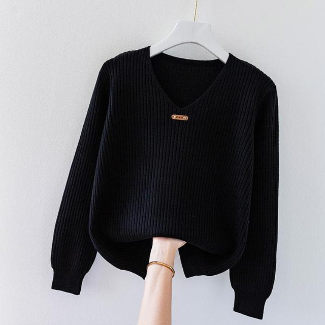Pull femme noir chaud à manches longues - LuxeStyle