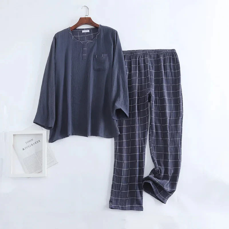 Pyjama Homme Confortable à Manches Longues