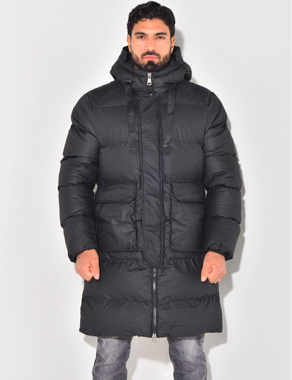 Manteau Hiver Homme Capuche Noir - luxestyle