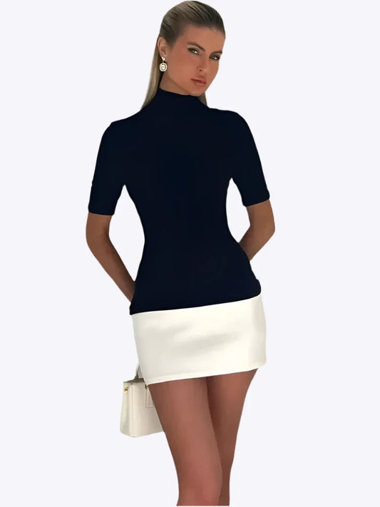 Tops Manches Courtes Noir Féminin - LuxeStyle