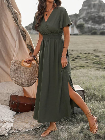 Robe Chic Femmes Manches Floues Col Élégant - LuxeStyle