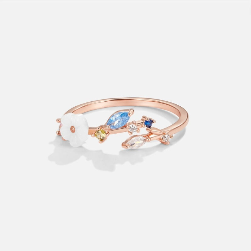 Bague Fleur Élégante Pierres Précieuses - LuxeStyle