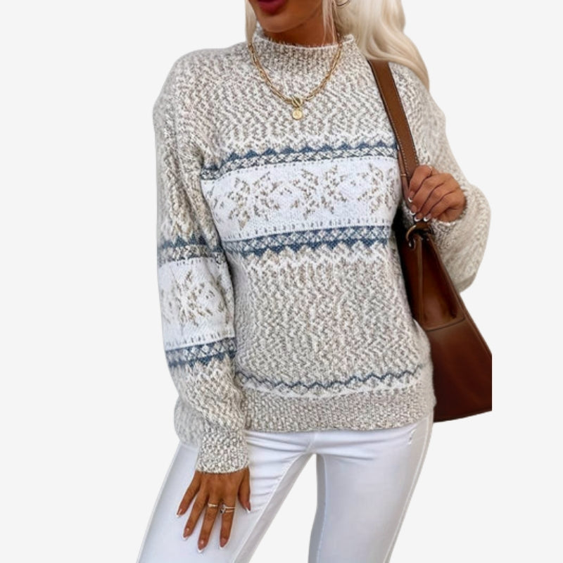Pull imprimé femme élégant taille fine - LuxeStyle