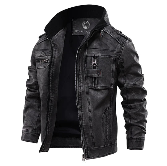 Veste en Cuir Synthétique Zippée pour Homme Hiver - LuxeStyle