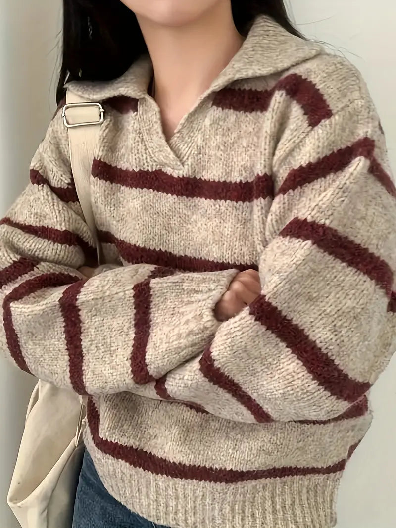 Pull Rayé Féminin Classique Pour Femme - LuxeStyle