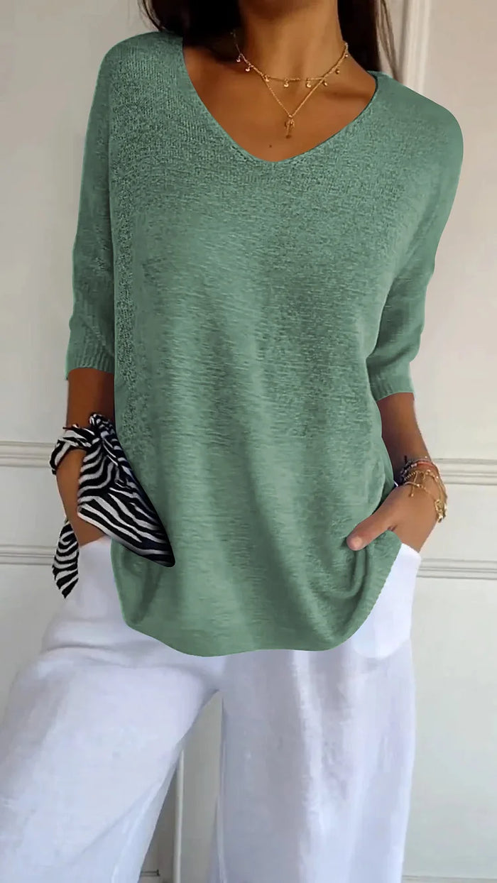 Pull Femme Rose Manches Courtes Élégant