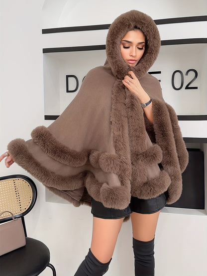 Manteau Long Élégant avec Capuche pour Femme
