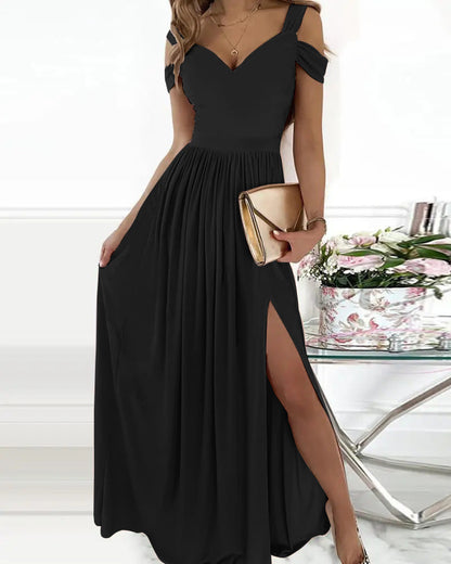 Robe de Soirée Féminine à Fleurs – Robe Longue Femme Épaules Décolletées