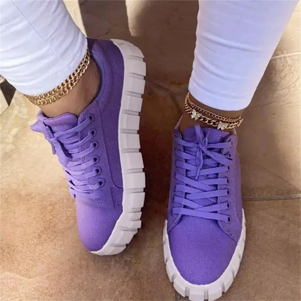 Baskets Confortables pour Femme avec Lacets et Semelle Souple