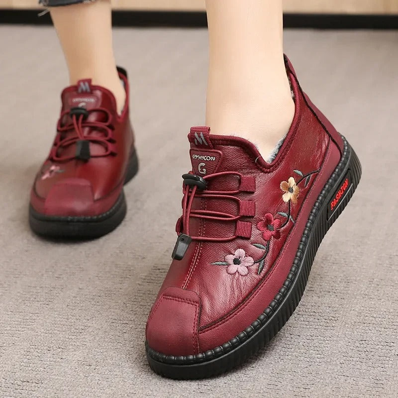 Chaussures Floral Élégantes Doublure Fourrure - LuxeStyle