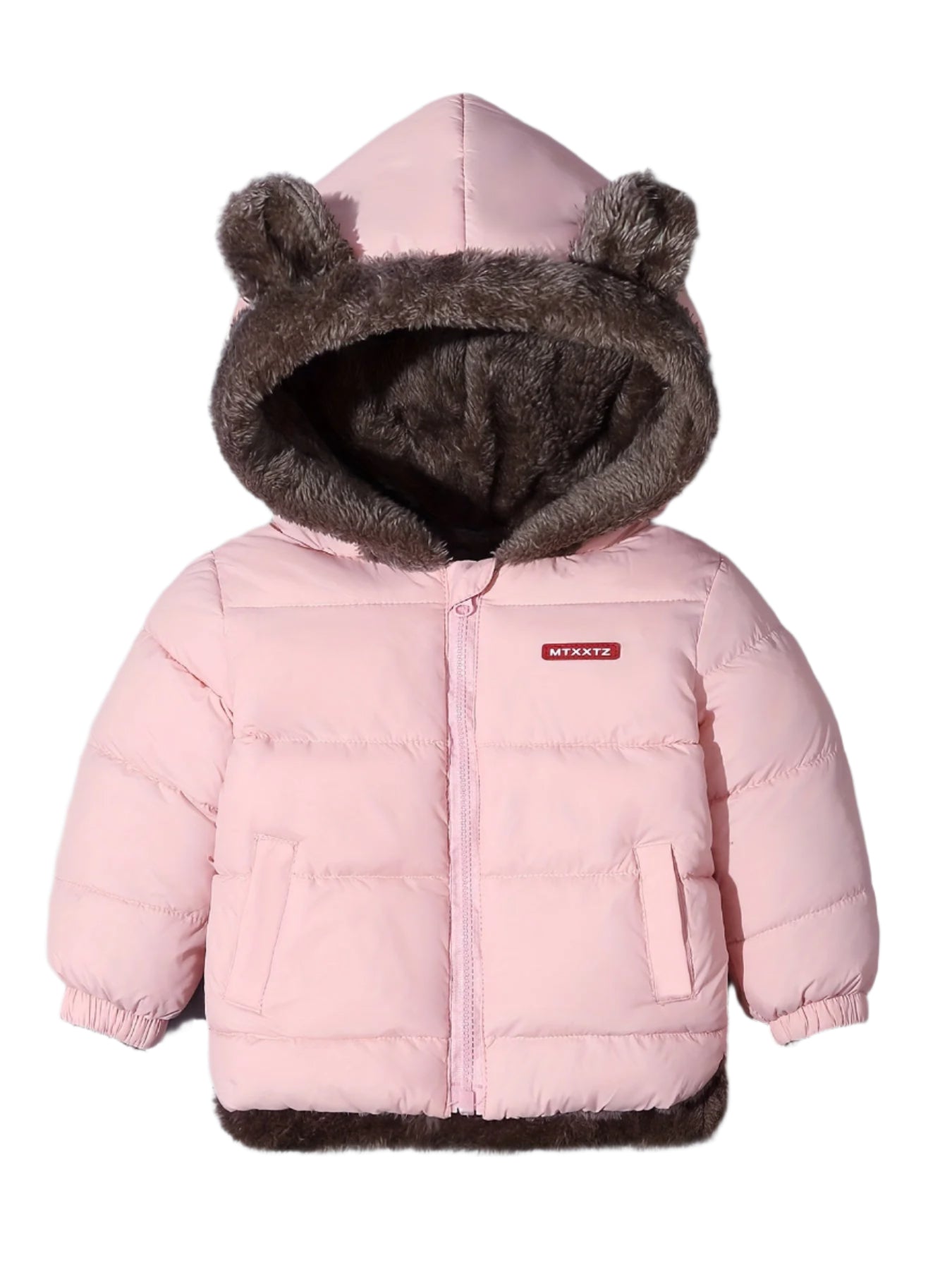 Veste Enfant à Capuche Ours Doublée Fourrure Noire