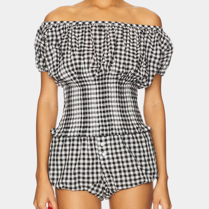 Ensemble Femme 2 Pièces Élégant Carreaux
