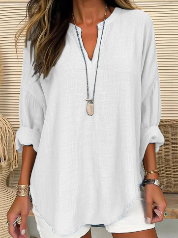Blouse Féminine Manches Longues Grise Décontractée