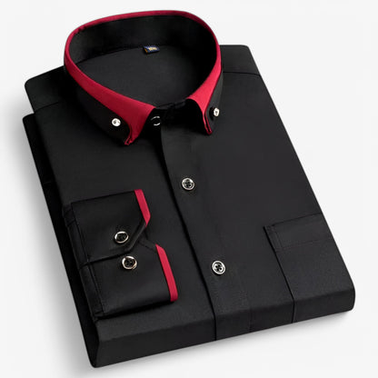 Chemise Homme Décussée Col Contrasté Décontractée