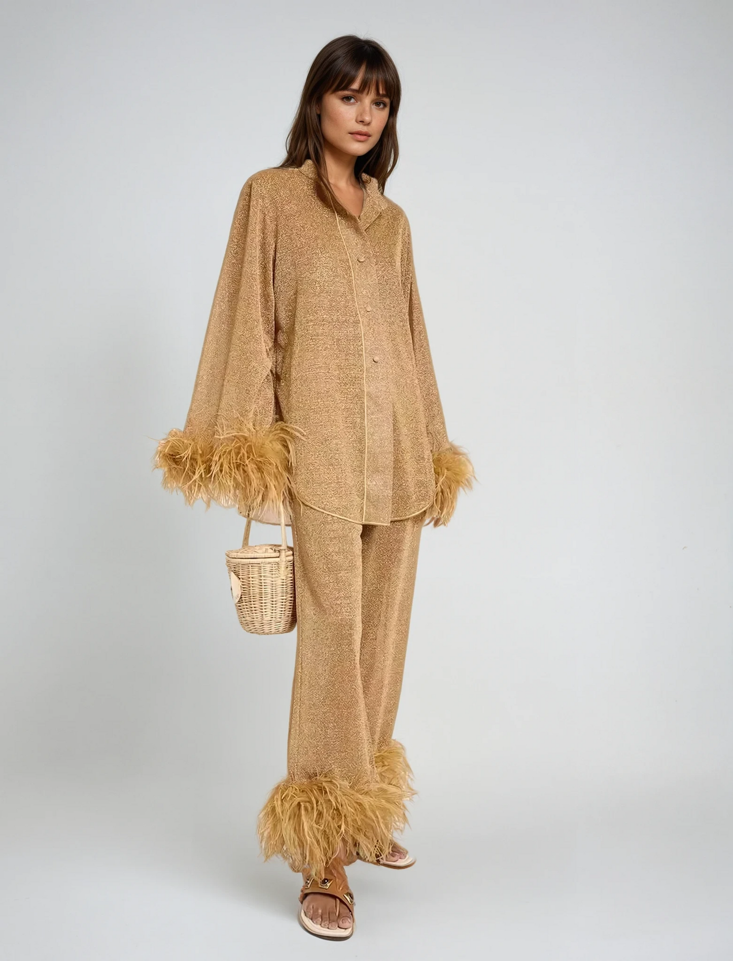 Pyjama Femme Confort 2 Pièces Décor Plumes - LuxeStyle
