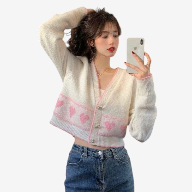 Pull Femme Col V Manches Longues Imprimé