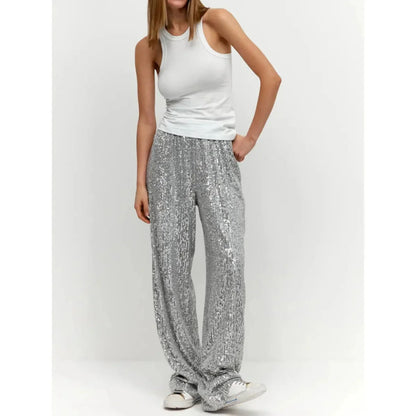 Pantalon Femme Pailleté Haut de Gamme Élégant