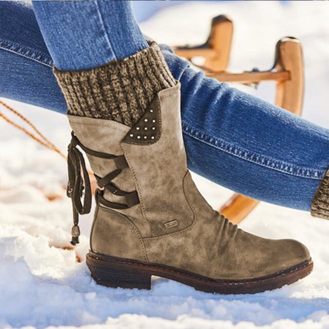 Bottes Hiver Femme Chaussures Neige PU Robustes