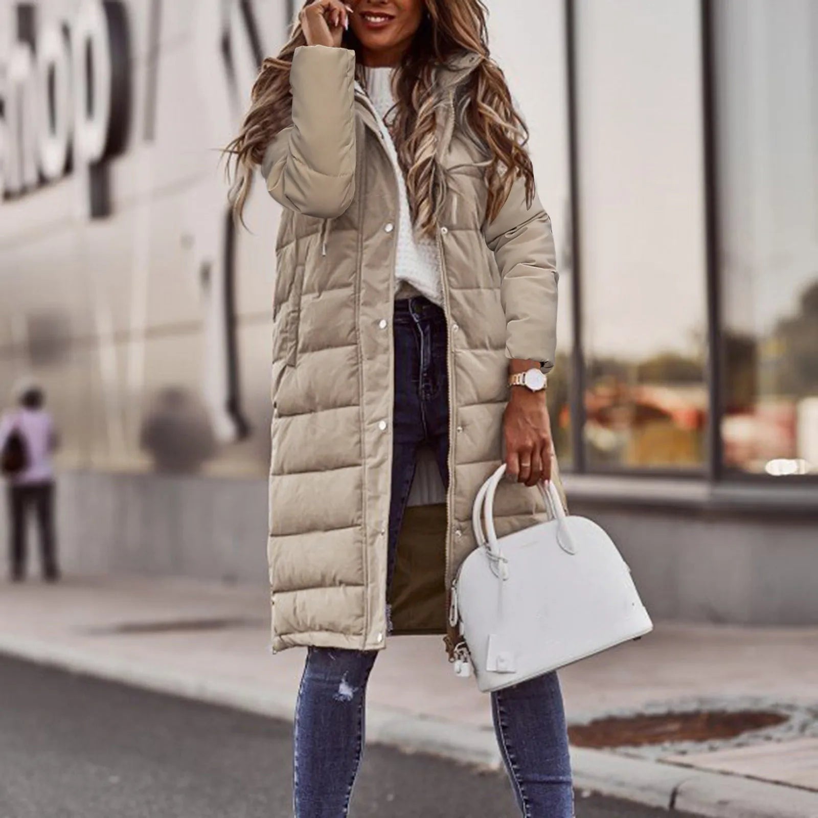 Parka Femme Hiver Élégante - Manteau Long Capuche Légère - LuxeStyle