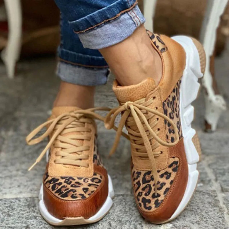 Baskets Mode Léopard Brun Femmes