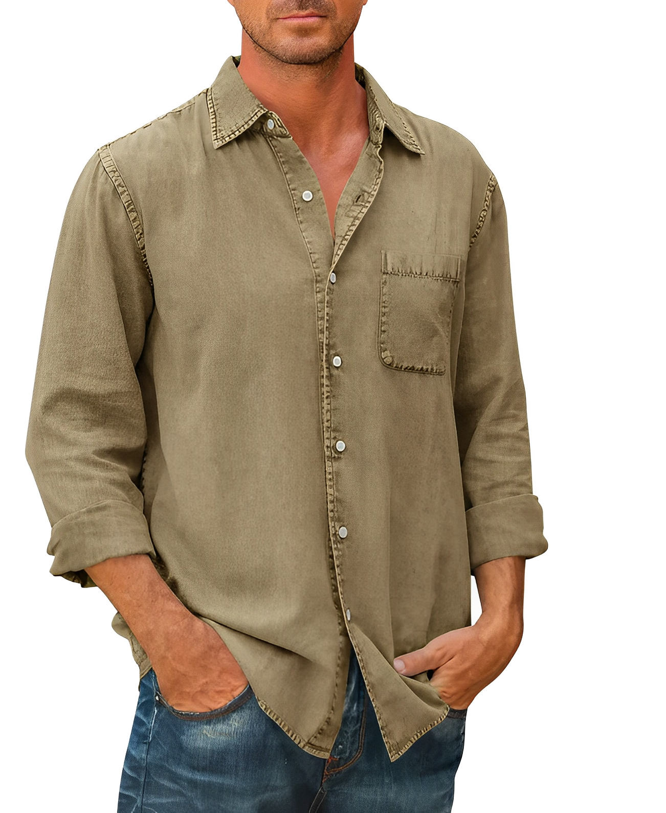 Chemise Denim Homme Manches Courtes - LuxeStyle