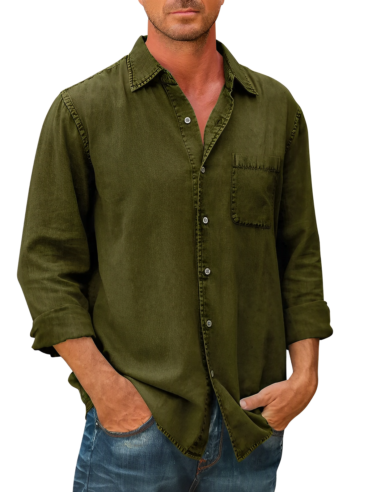 Chemise Denim Homme Manches Courtes