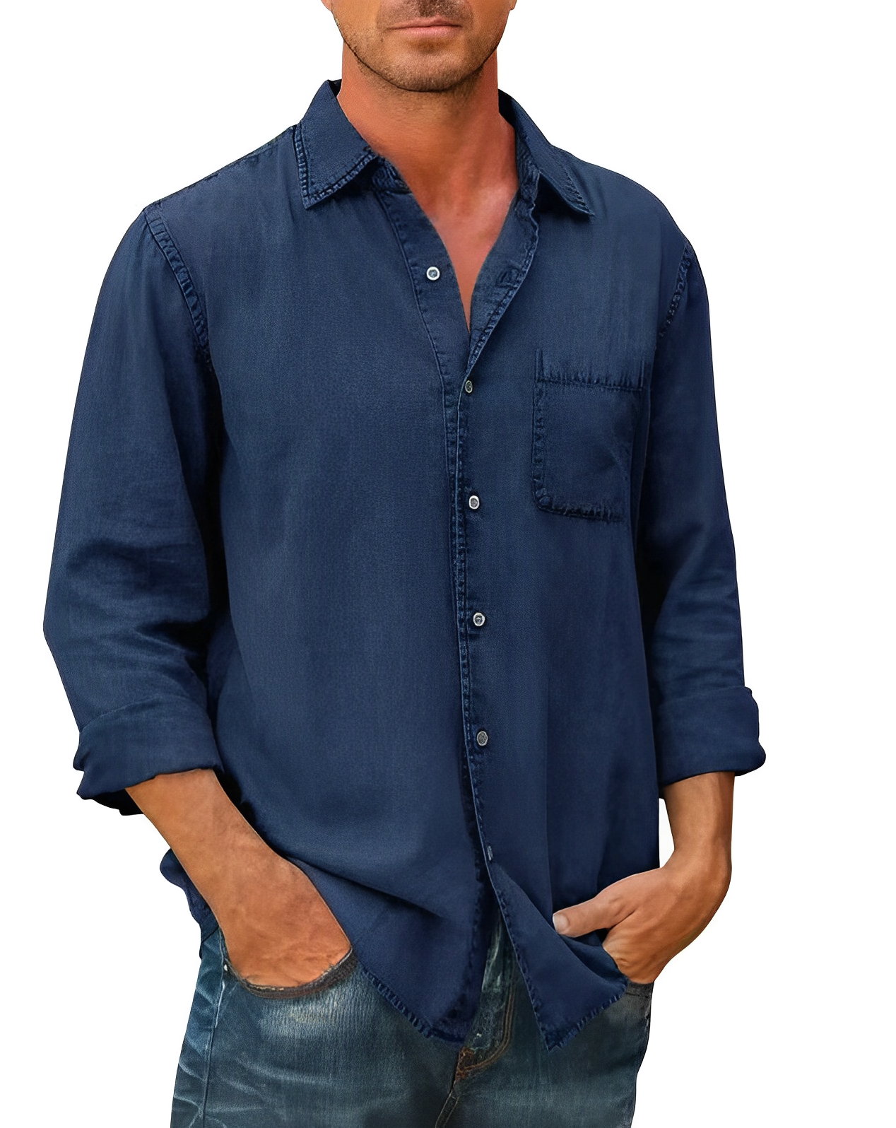Chemise Denim Homme Manches Courtes