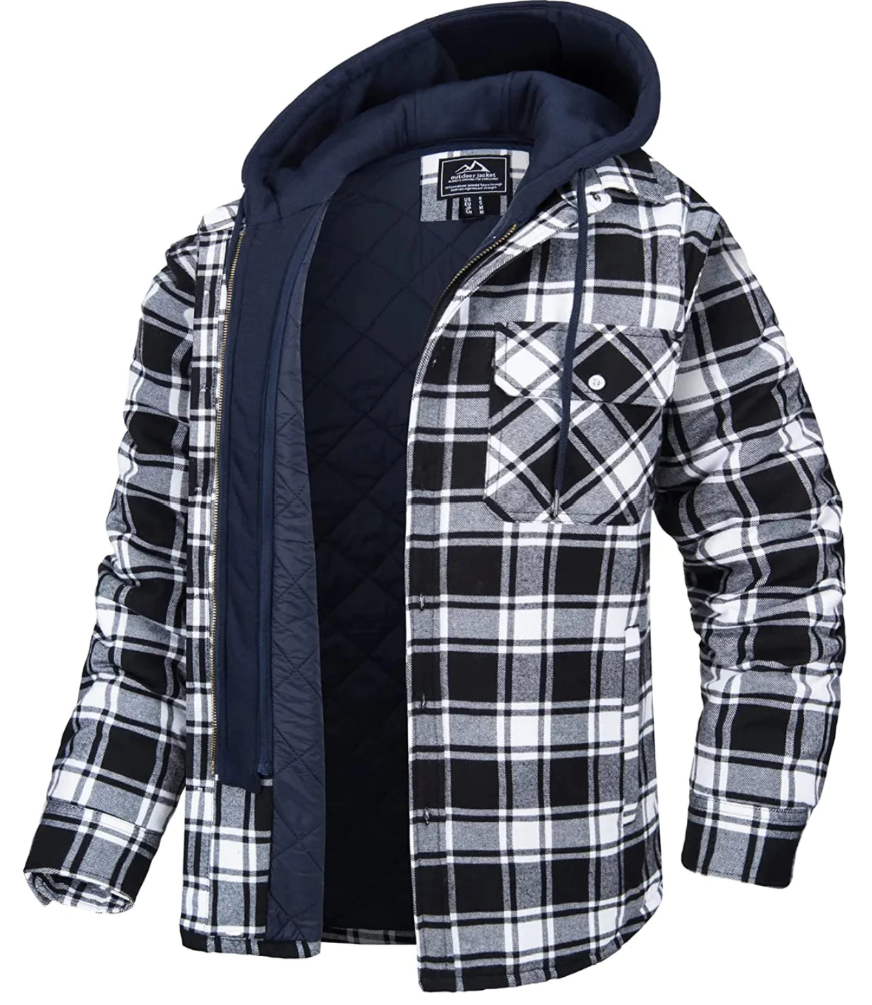 Veste Homme à Carreaux Décontractée avec Capuche et Poches