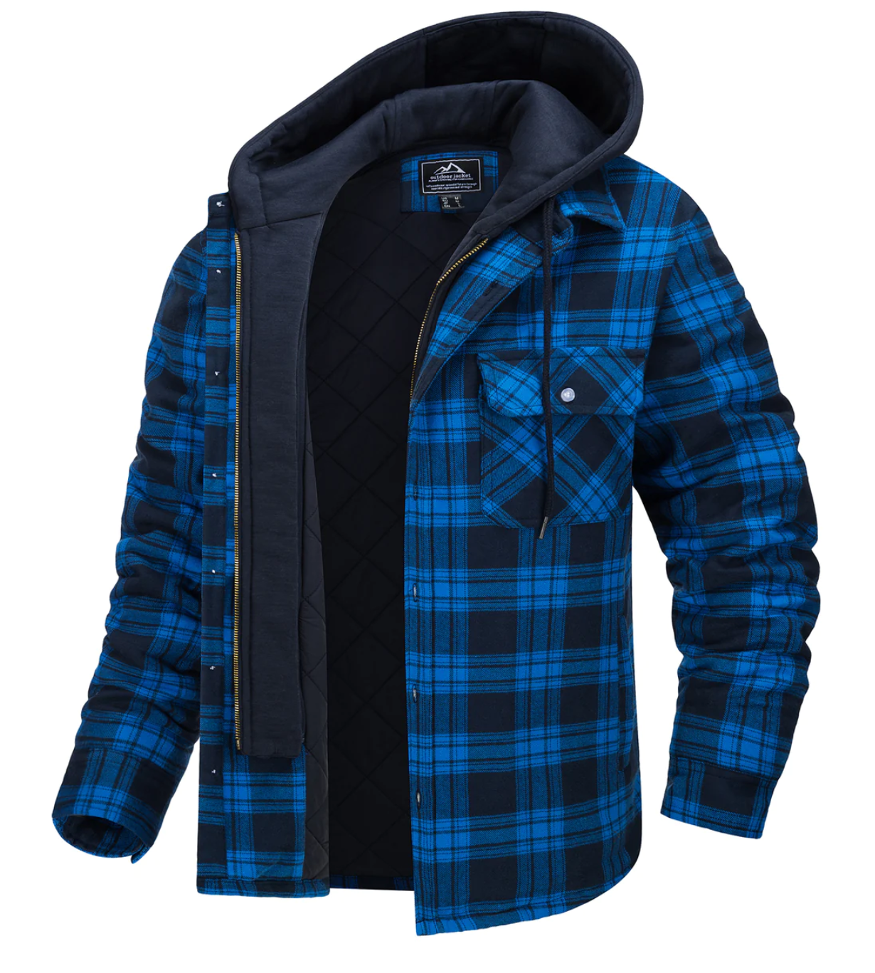 Veste Homme à Carreaux Décontractée avec Capuche et Poches