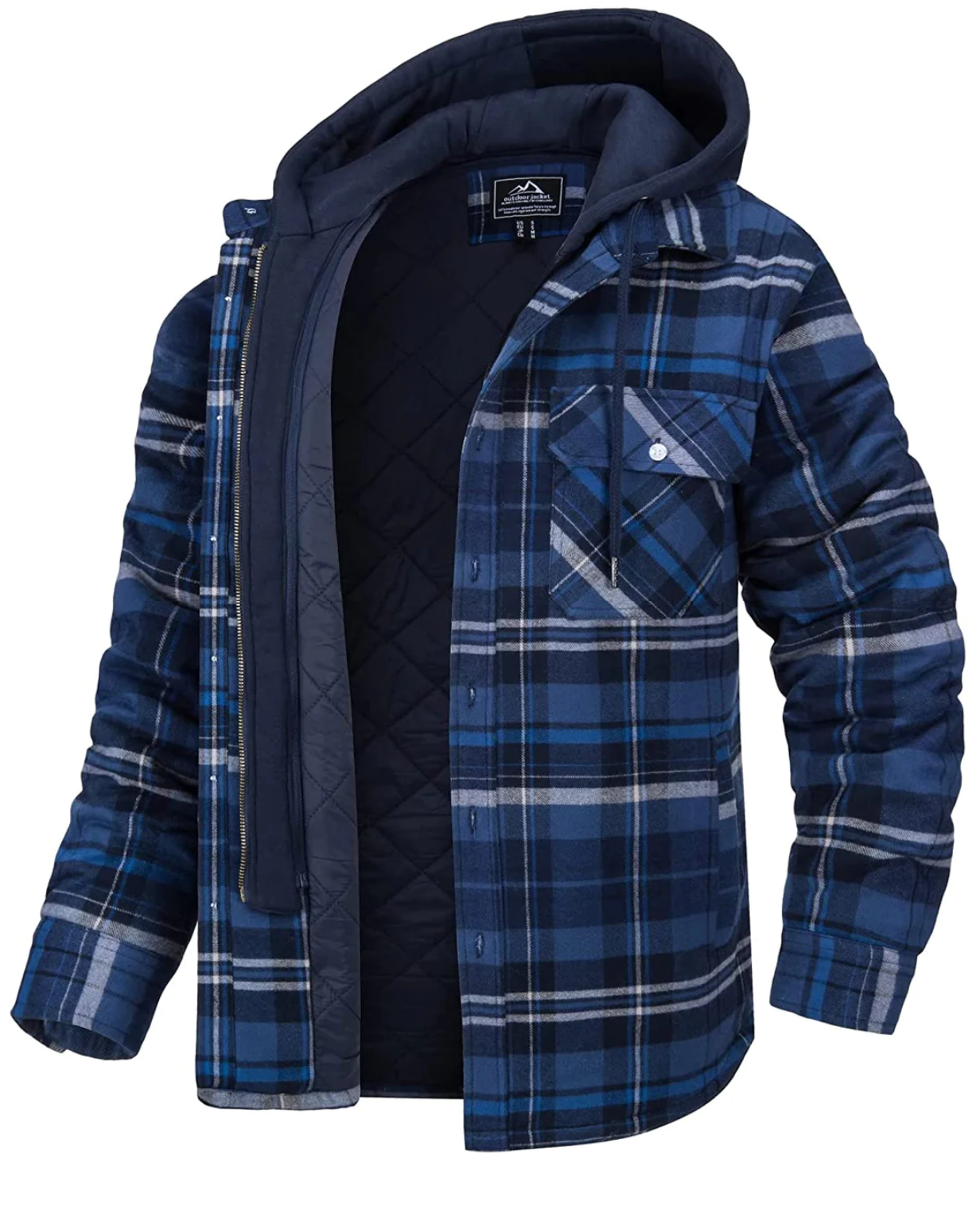 Veste Homme à Carreaux Décontractée avec Capuche et Poches