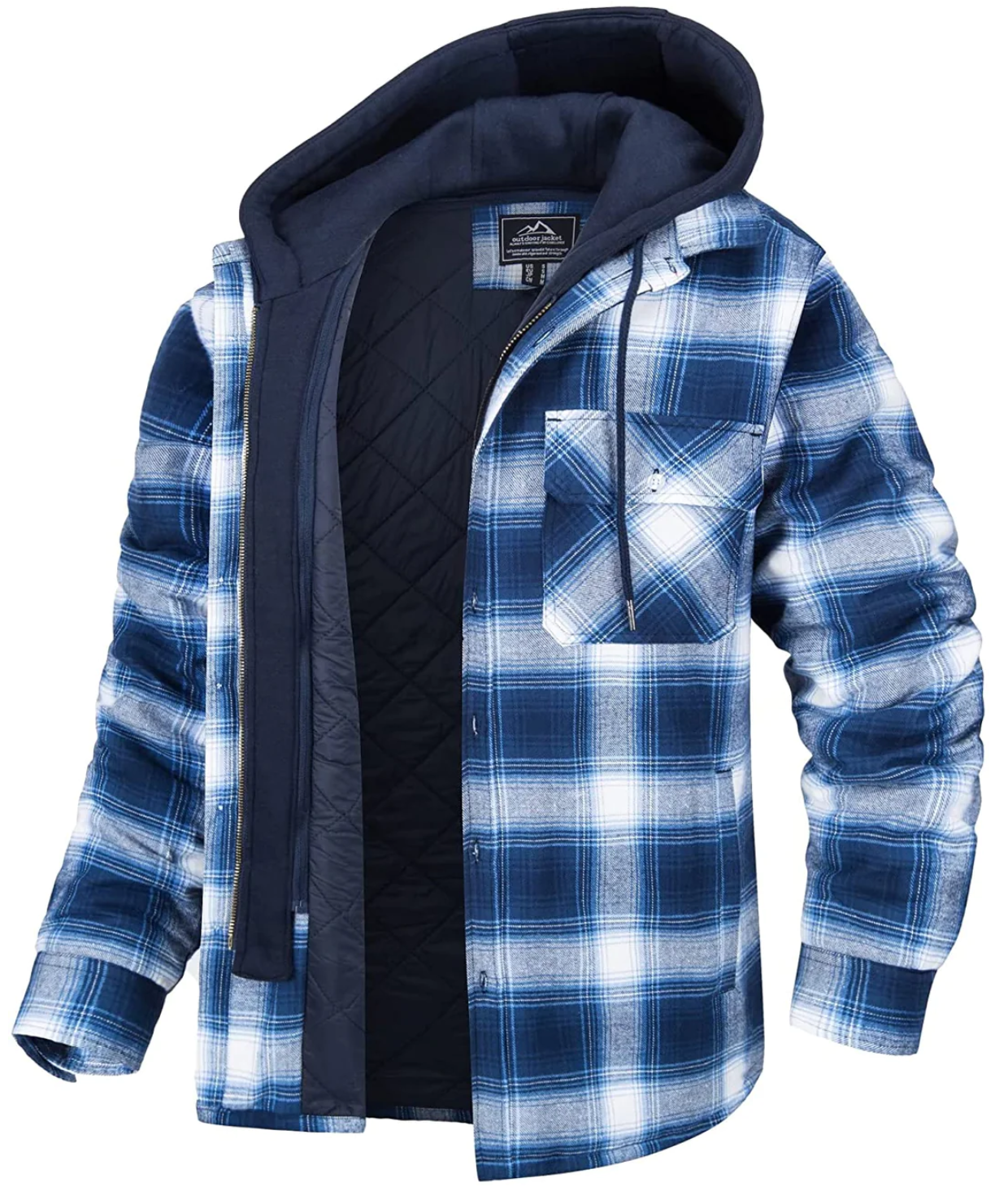 Veste Homme à Carreaux Décontractée avec Capuche et Poches