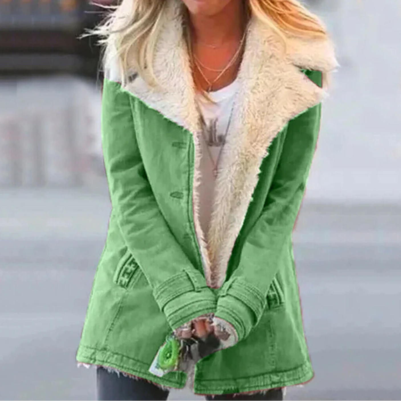 Manteau Femme Hiver Élégant avec Manches Longues