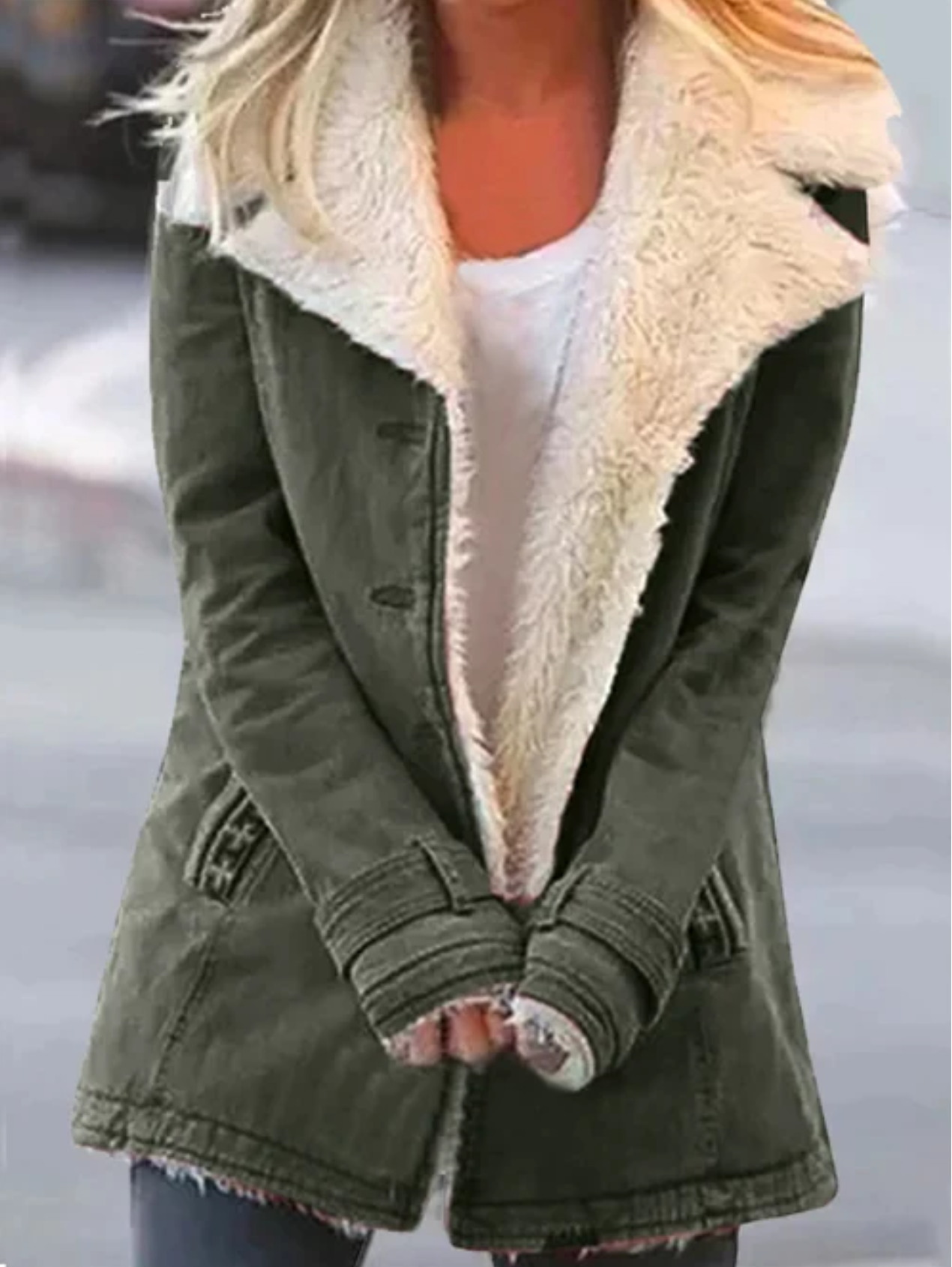 Manteau Femme Hiver Élégant avec Manches Longues