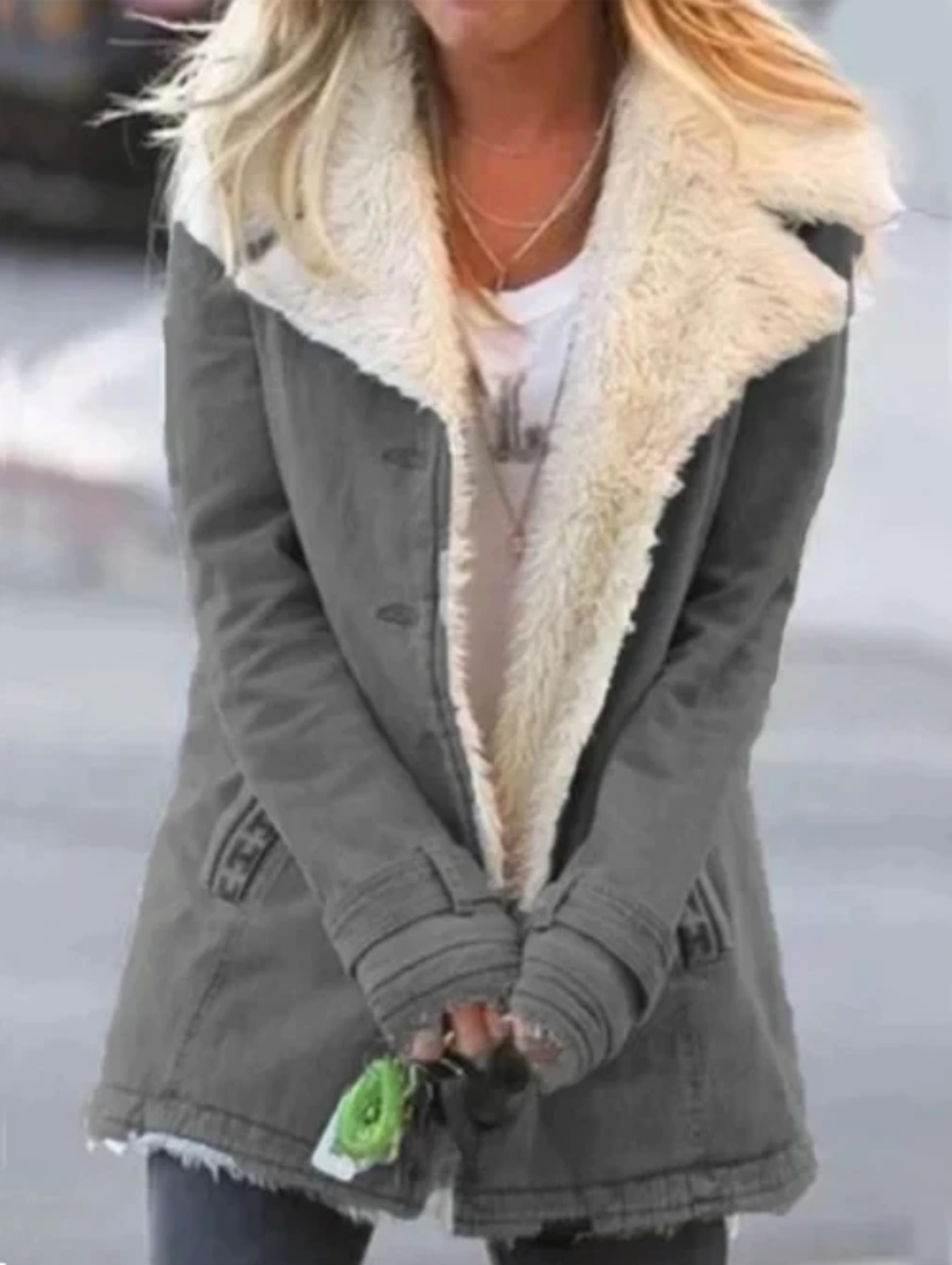 Manteau Femme Hiver Élégant avec Manches Longues