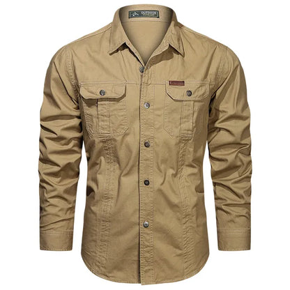 Chemise Homme Classique Manches Longues Coton Beige