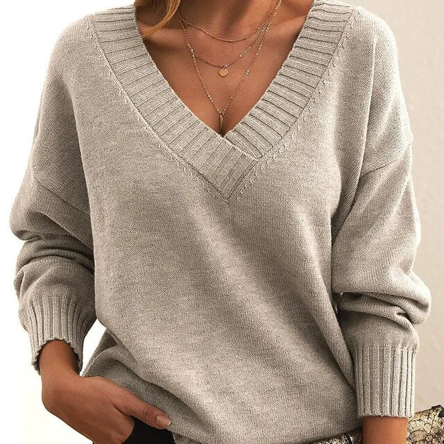 Pull Col V Élégant pour Femme Tout Temps - LuxeStyle